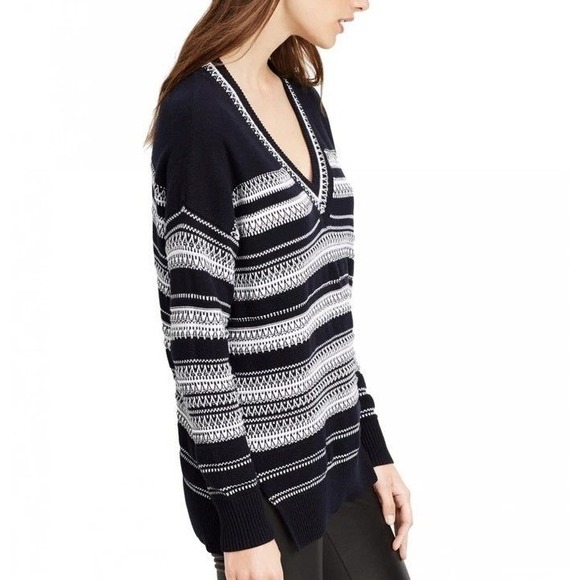 Vince Sweaters - Vince Sweater Women S Black White Textured Stripe Cotton Relaxed Quiet Luxury